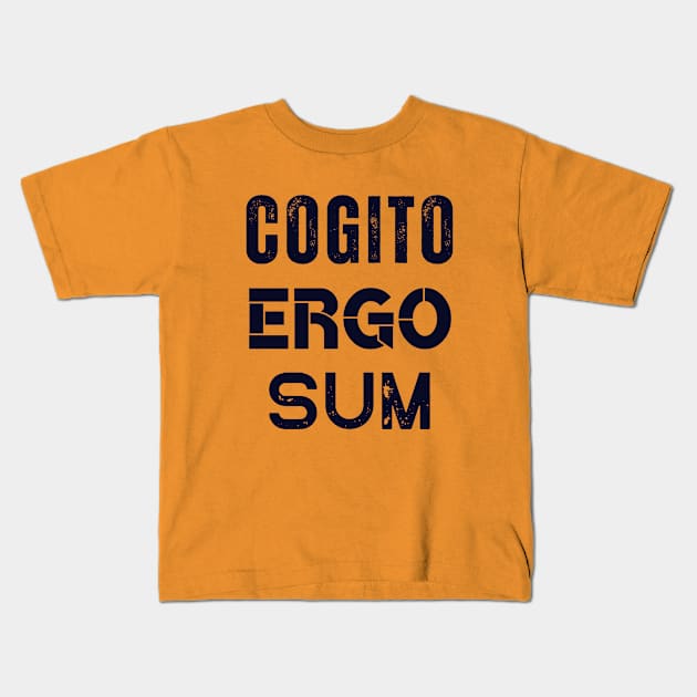 René Descartes quote: Cogito, ergo sum (dark text) Kids T-Shirt by artbleed